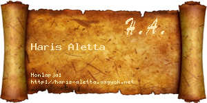Haris Aletta névjegykártya